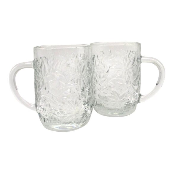 2 Princess House Fantasia Coffee Tea Glass Mugs 8 oz - Picture 1 of 3